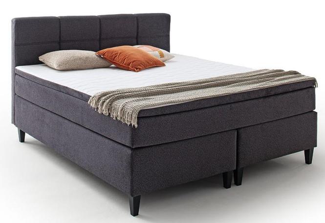 Boxspringbett ca. 180x200 mit 7-Zonen-TFK Matratze Komfortschaum-Topper Anthrazit