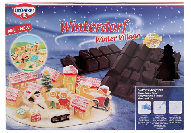 Dr. Oetker 1597 Silikon-Backform „Winterdorf“ 3D-Backen