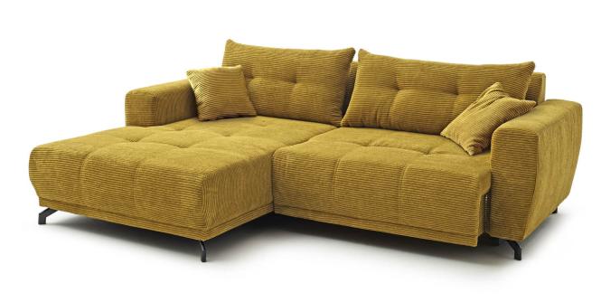 Eckcouch elektrisch ausfahrbar Cord Gelb 177 x 246 cm RESTATO