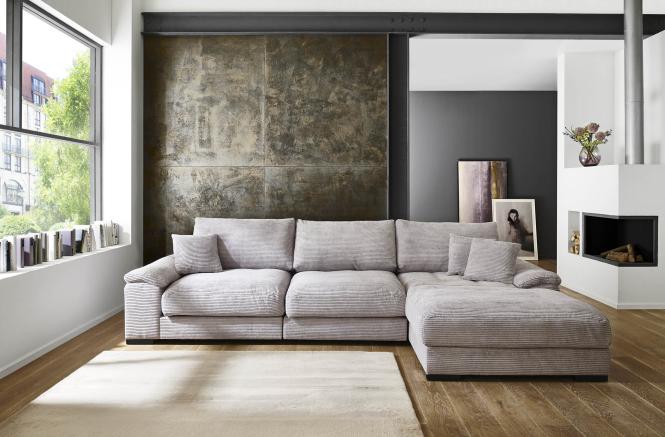 Ecksofa Cord Grau 323 x 177 cm ANGEL