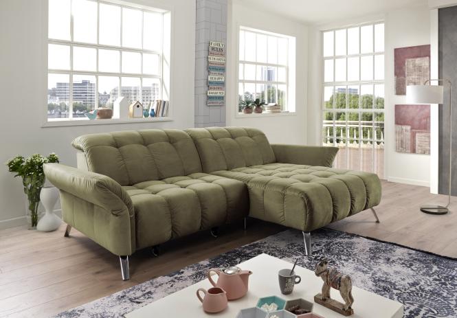 Ecksofa Olive Grün elektrisch ausfahrbar Megasofa 270 x 173 cm Coast