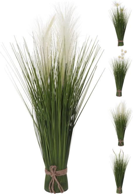 GRASSTRAUCH MIT BLUMEN Kunstpflanze 1 Stück 4 Sorten unsortiert Polypropyleen Grün