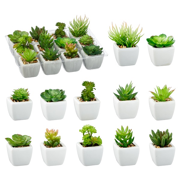 3er Set Kunstblume Sukkulente im Topf