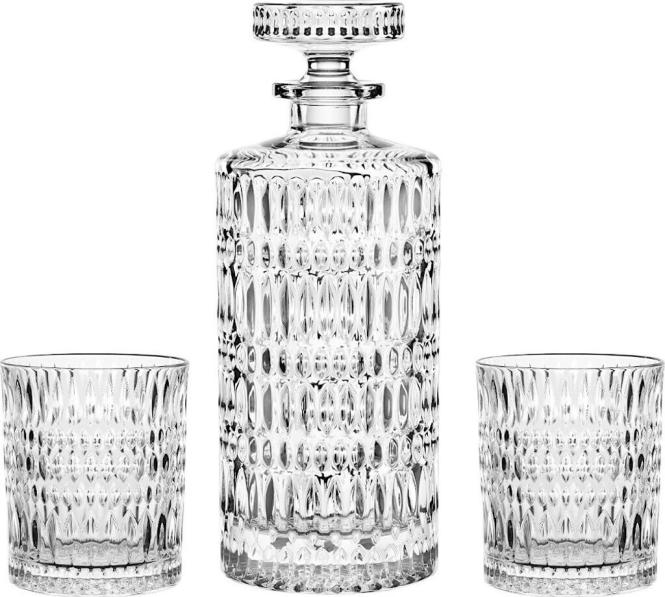 Ethno Whisky Set mit Karaffe und zwei Tumblern 3tlg. Kristallglas