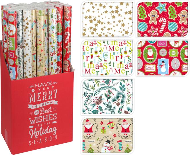 GESCHENKPAPIER 1 Stück Weihnachten ca. 70 x 700 cm 6 Sorten unsortiert