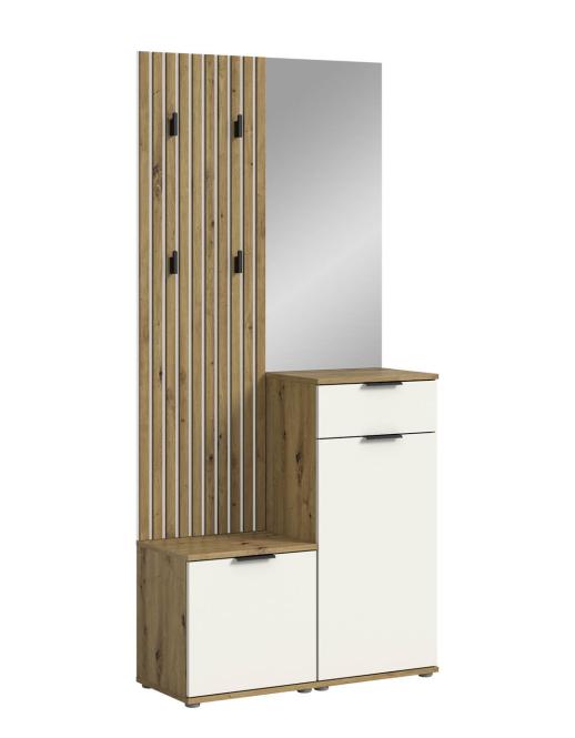 Kompakt-Garderobe ca. 88x195x35 cm Artisan / Weiß