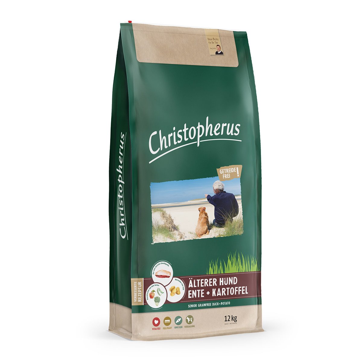 Christopherus Hundefutter Getreidefrei Ente + Kartoffel Senior 2x12kg