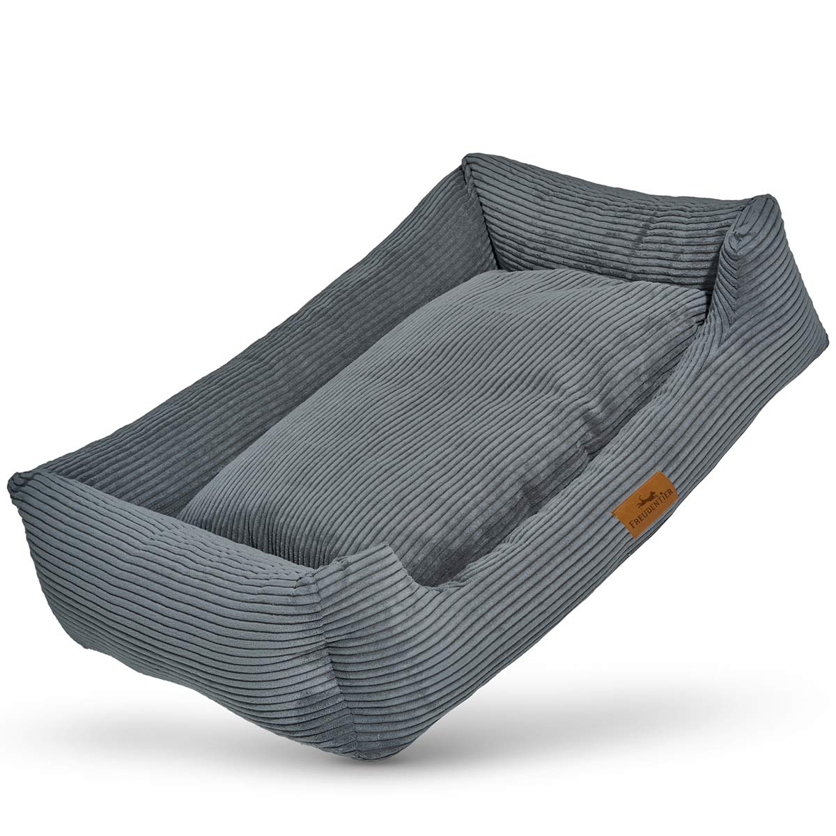 Freudentier orthopädisches Hundebett Cord grau M