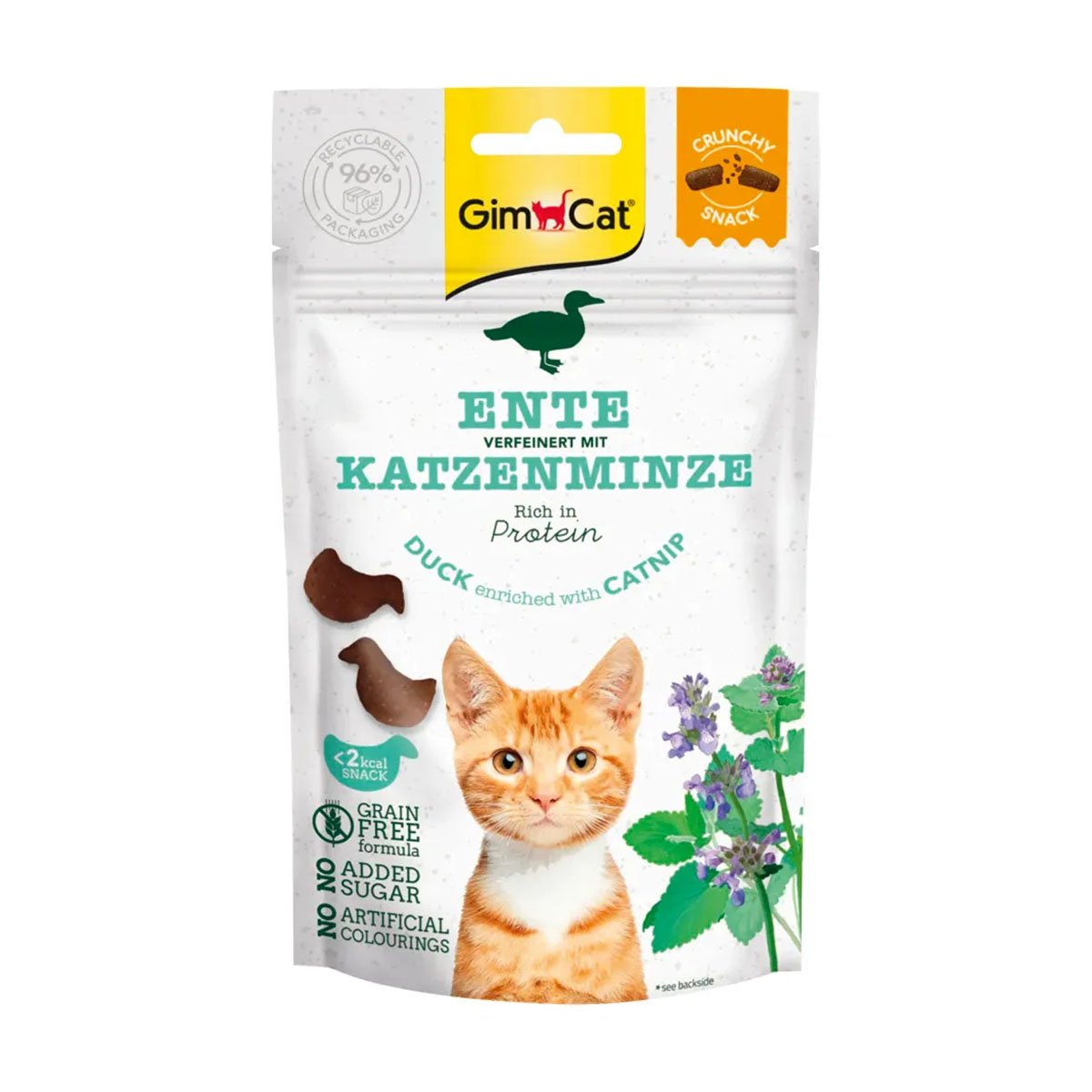 GimCat Crunchy Snacks Ente mit Katzenminze 50g