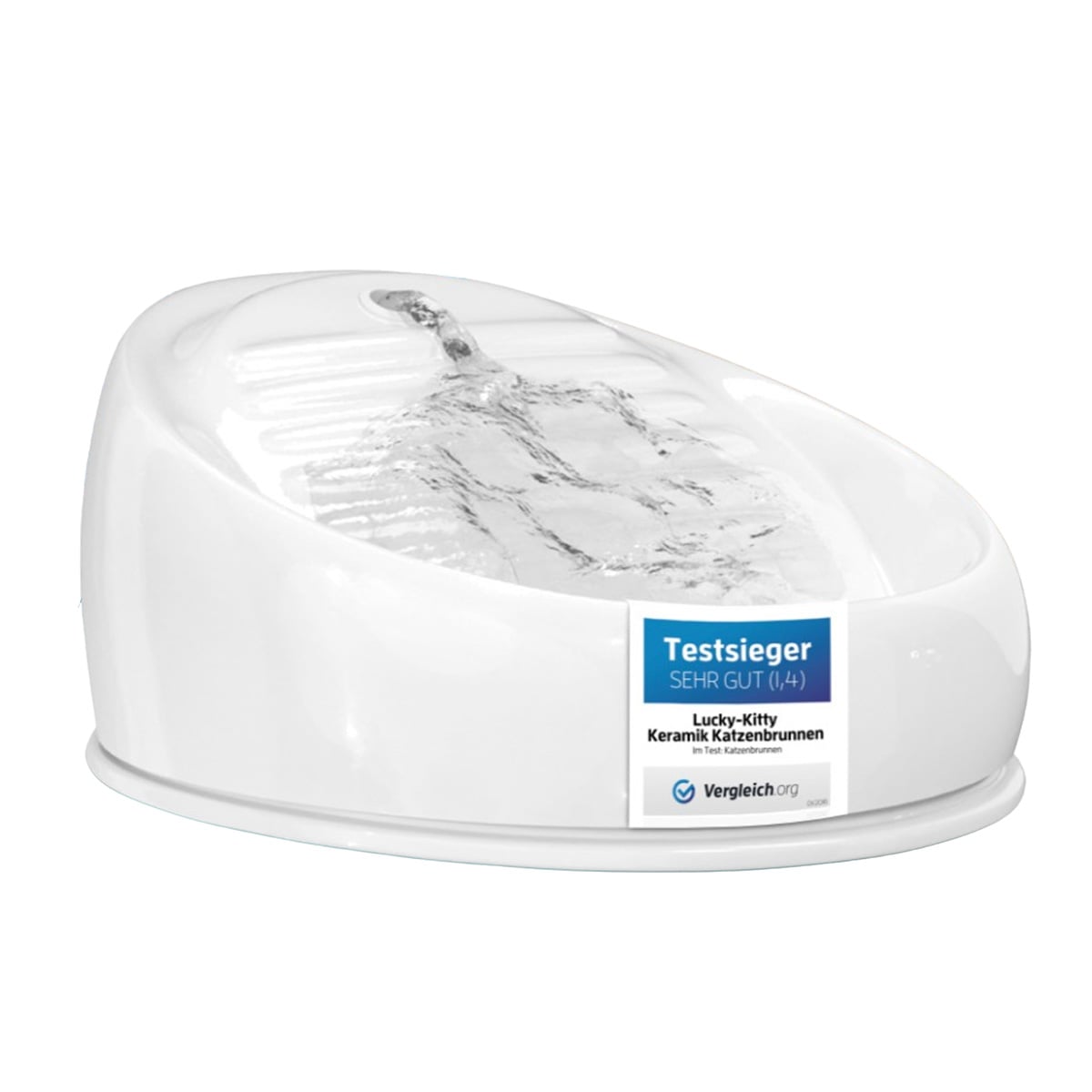 Lucky-Kitty Katzenbrunnen aus Keramik weiß