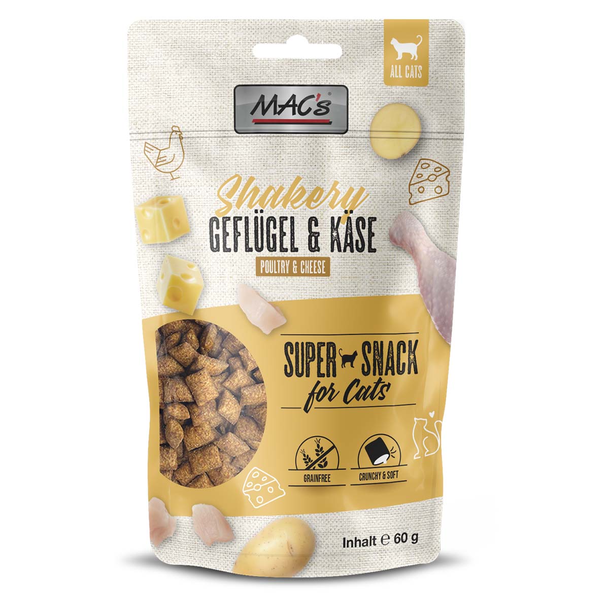 MAC's Cat Shakery Snacks Geflügel & Käse 60g