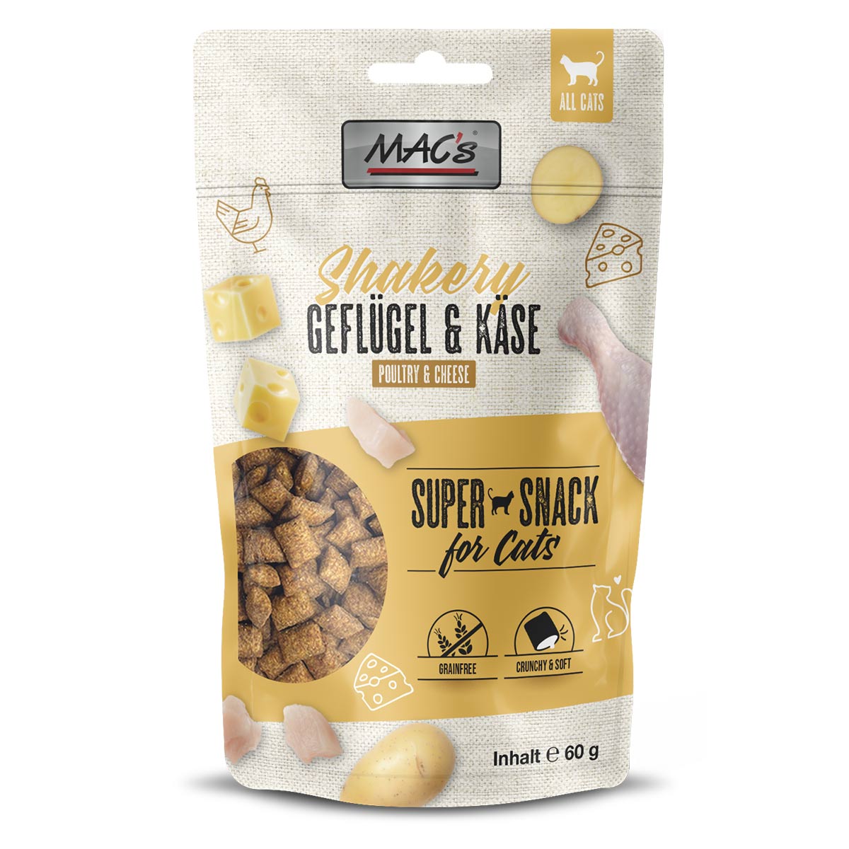 MAC's Cat Shakery Snacks Geflügel & Käse 60g