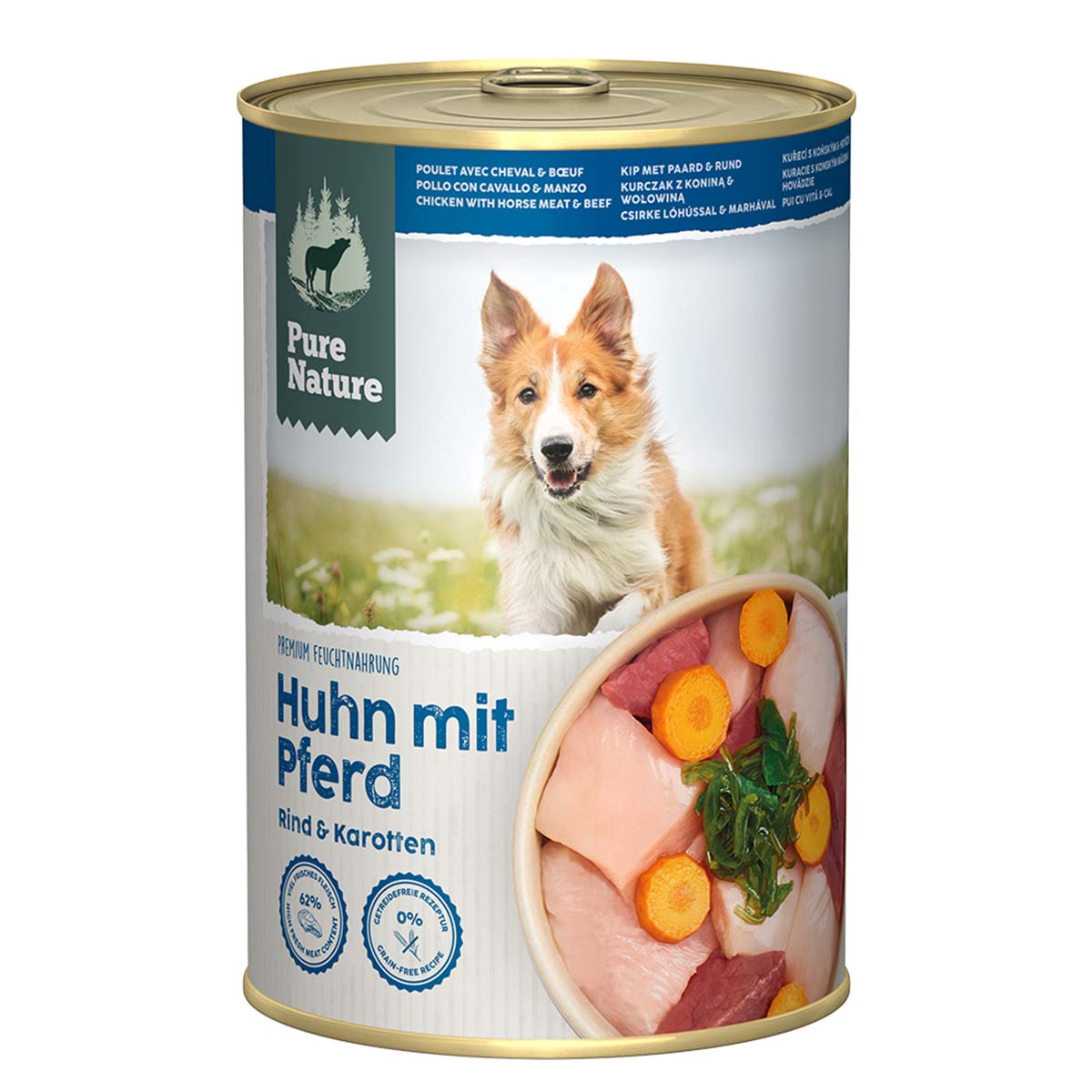Pure Nature Hund ADULT Huhn mit Pferd & Rind 6x400g