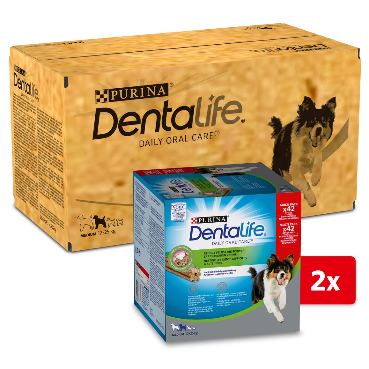 PURINA DENTALIFE Tägliche Zahnpflege-Snacks für mittelgroße Hunde 2x42 Sticks