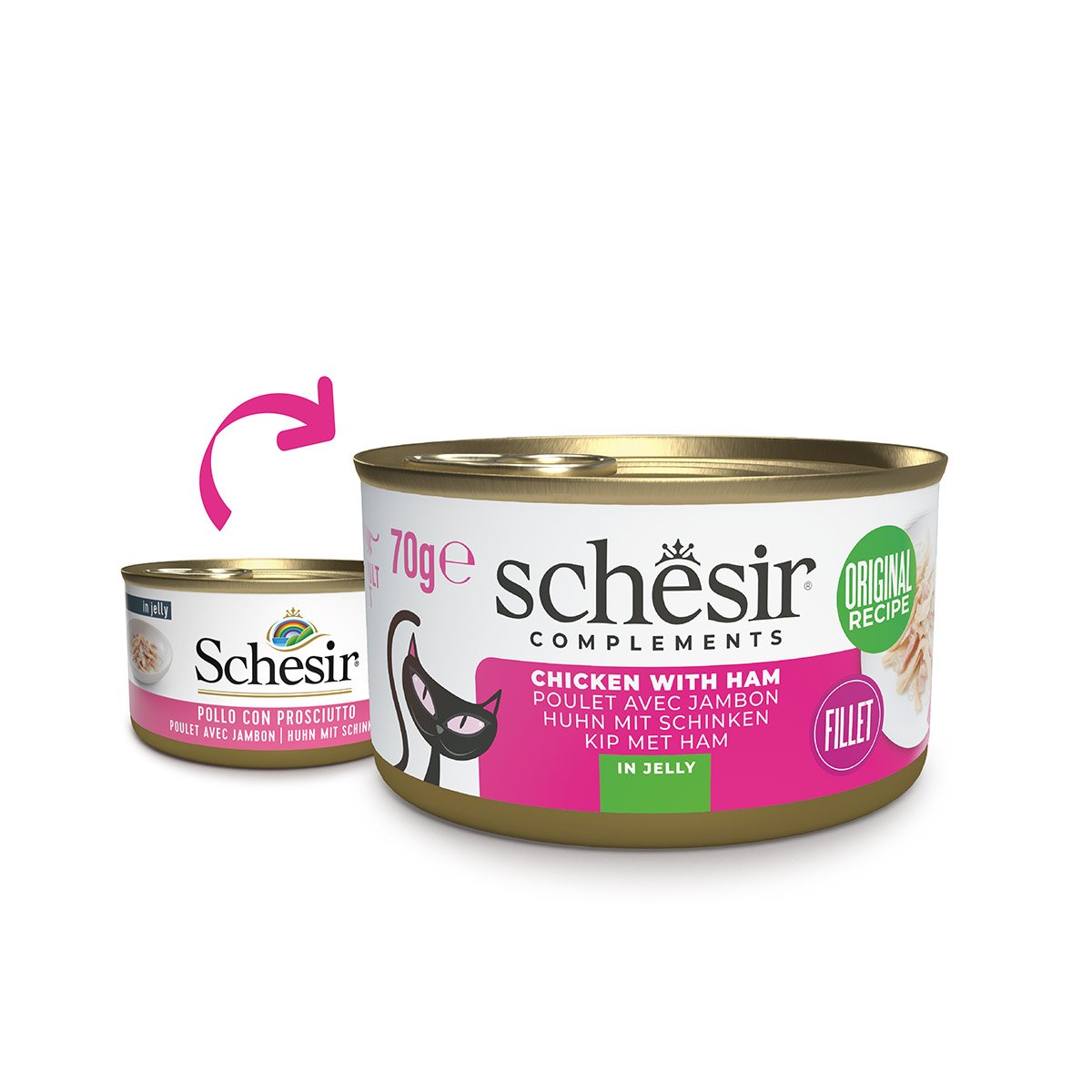 Schesir Cat Huhn mit Schinken in Jelly 12x70 g