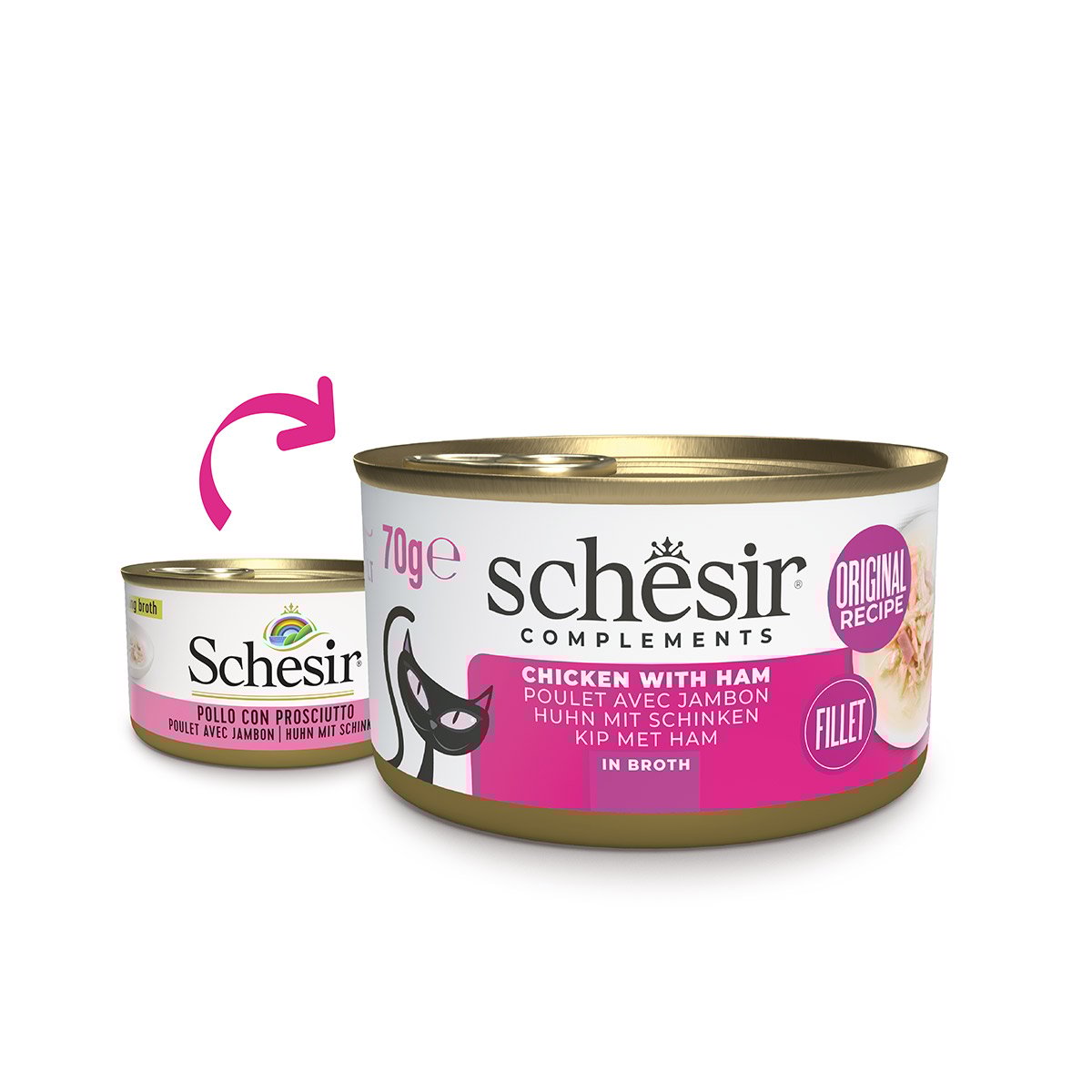Schesir Cat Huhn mit Schinken in Brühe 12x70 g