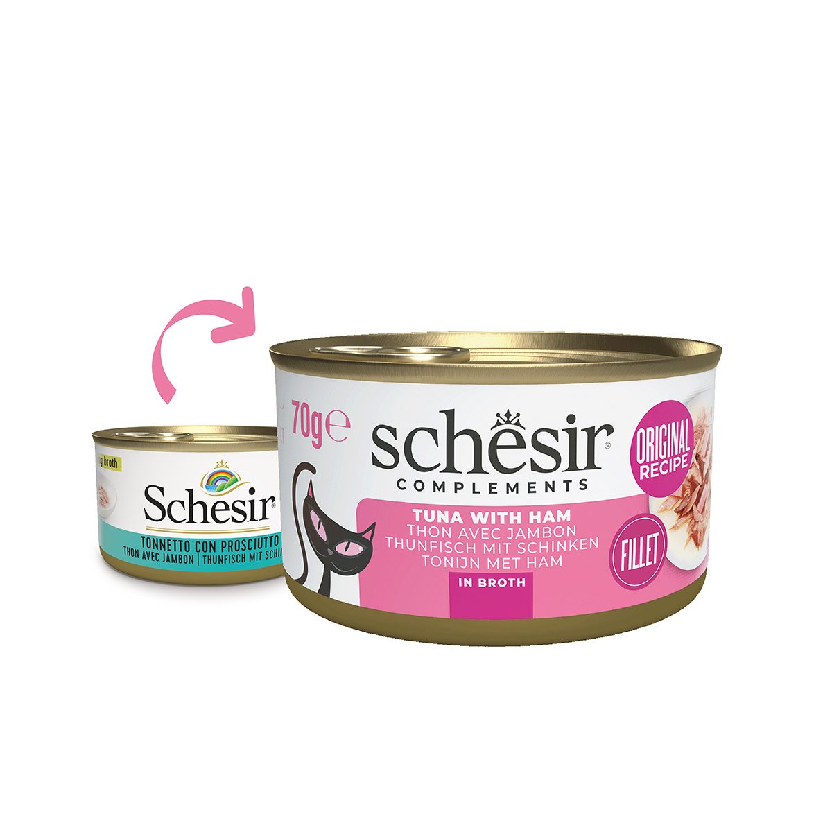 Schesir Cat Thunfisch mit Schinken in Brühe 12x70 g