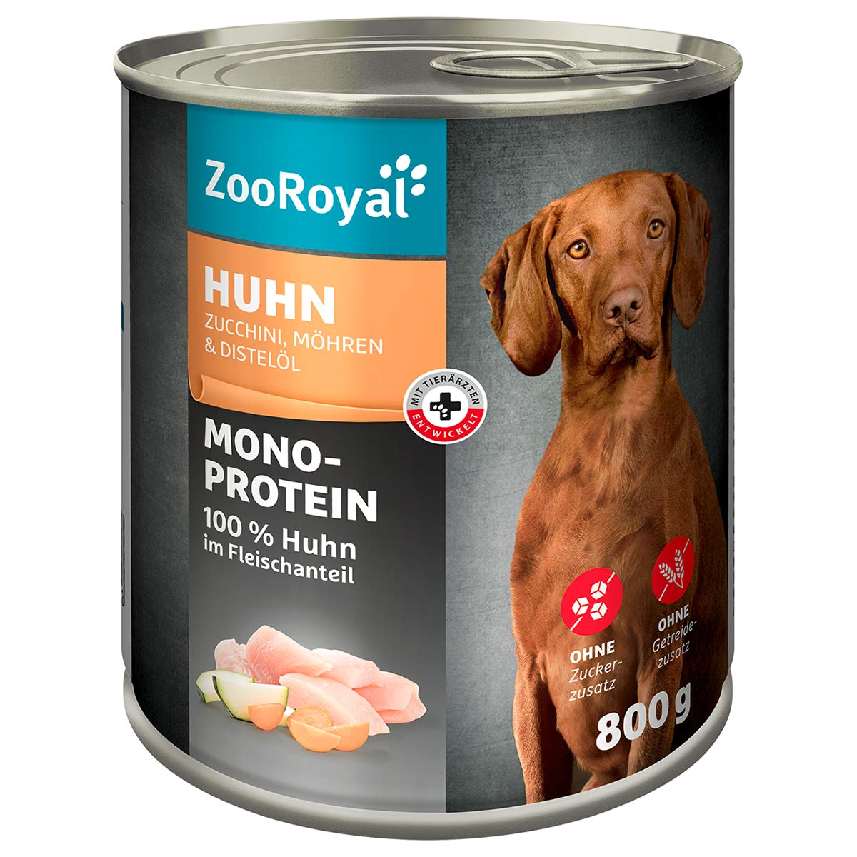 ZooRoyal Mono-Protein Huhn mit Zucchini Möhren & Distelöl 6x800g
