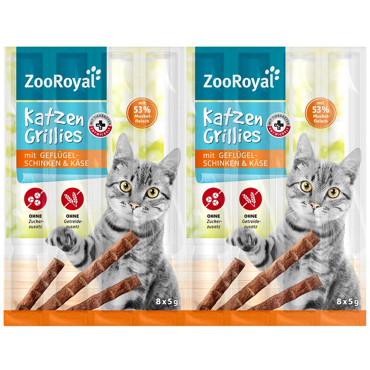 ZooRoyal Katzen-Grillies Geflügelschinken & Käse 40x5 g