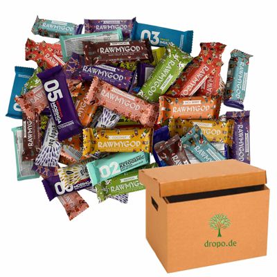 RAWMYGOD Mystery Box 40 Vegane Protein und Fitness Riegel Glutenfrei Ohne Zuckerzusatz von  (1,5kg)